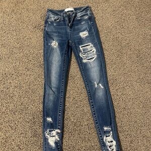 Trendy Distressed Skinny Jeans in Classic Blue Bridge by gly